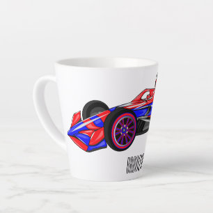 Tasse Latte Illustration de voiture de course professionnelle