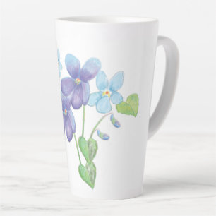 Tasse Latte Illustration des fleurs de violet sauvages