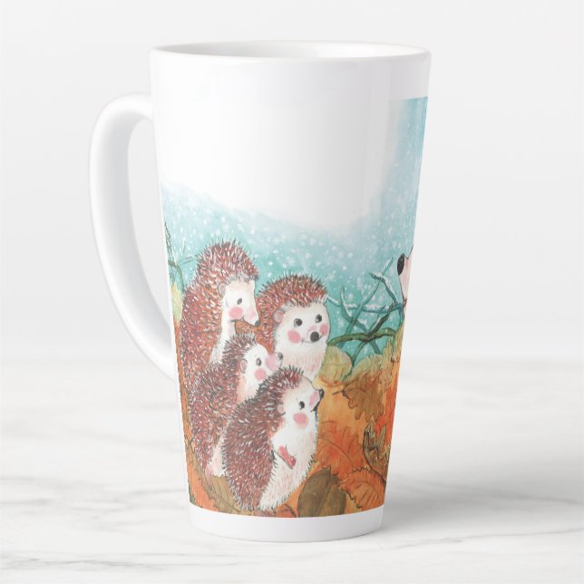 Tasse Latte Illustration des hérissons (Angle gauche)