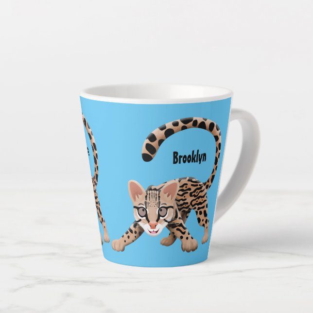 Tasse Latte Illustration d'ocelot mignon (Angle droit)
