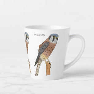 Tasse Latte Illustration d'oiseau américain Kestrel
