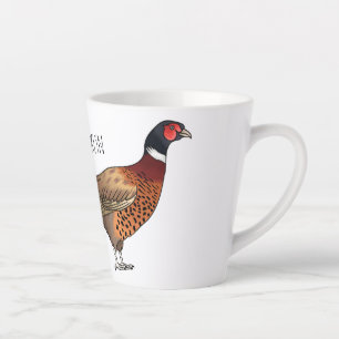 Tasse Latte Illustration d'oiseau faisan à cou circulaire