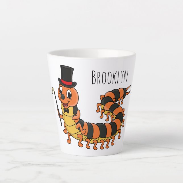Tasse Latte Illustration drôle de dessin animé centipede (Devant)