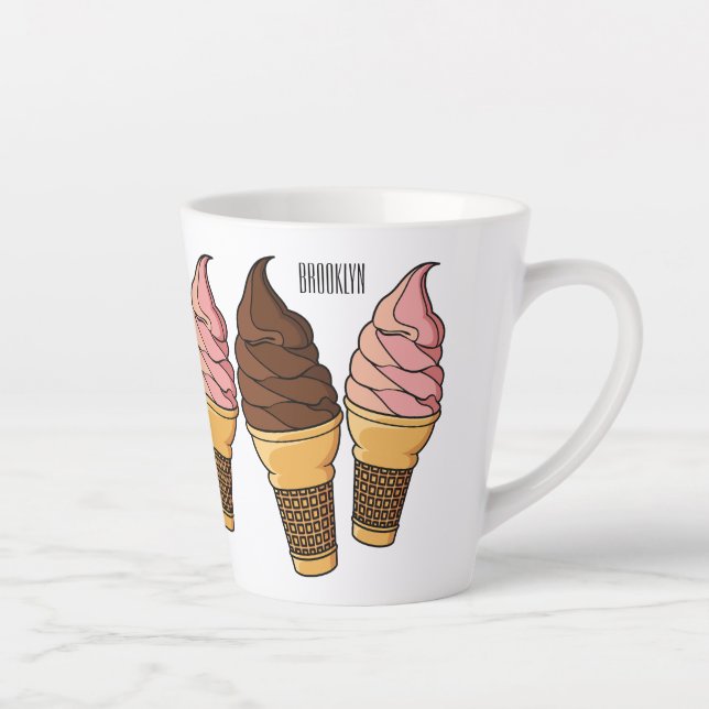 Tasse Latte Illustration du cône de crème glacée (Droite)