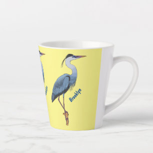 Tasse Latte Illustration du grand héron bleu