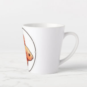 Tasse Latte Illustration élégante de poisson rouge en céramiqu