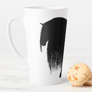 Tasse Latte Illustration personnalisée du cheval friésien