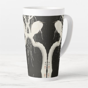 Tasse Latte Illustration vintage hivernale de l'oiseau de hér