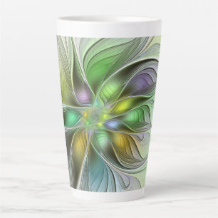 Tasse Latte Imaginaire coloré Fleur moderne Abstrait Fractal