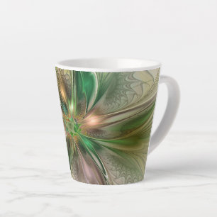 Tasse Latte Imaginaire coloré Moderne Fleur Fractale Abstraite
