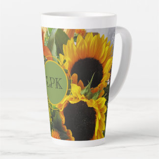Tasse Latte Impression de tournesols magnifiques Monogramme 17