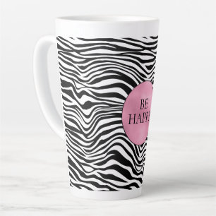 Tasse Latte Impression Zèbre noir et blanc