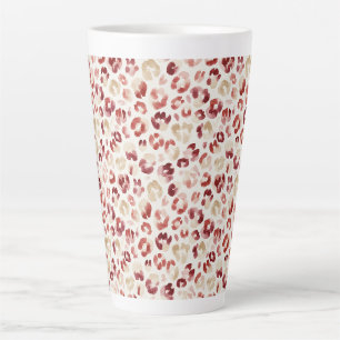 Tasse Latte Imprimé d'anniversaire de léopard rouge crème