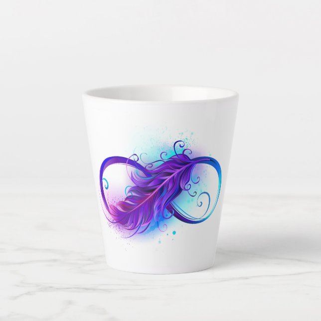 Tasse Latte Infinity with purple feather (Devant)