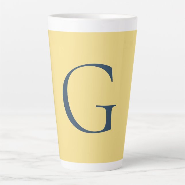 Tasse Latte Initial Letter Monogram Jasmine Slate Grey Plain (Devant)
