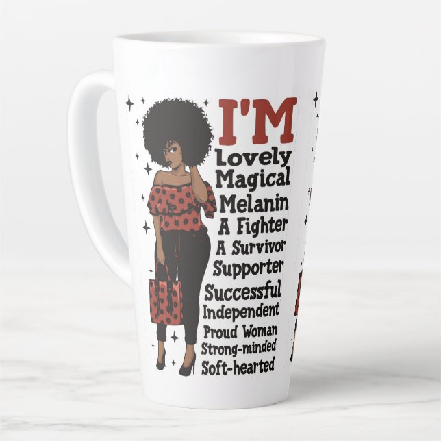 Tasse Latte Inspiration motivation positive reine noire (Angle gauche)