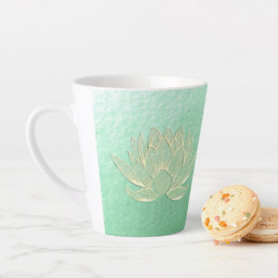 Tasse Latte Instructeur de méditation Green Gold Lotus Yoga St