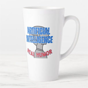 Tasse Latte Intelligence artificielle, humour réel. w White BG