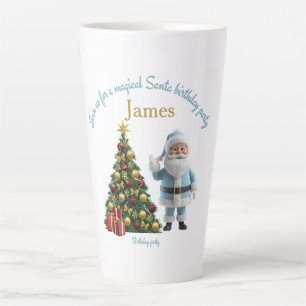 Tasse Latte Invitation d'anniversaire de Santa magique