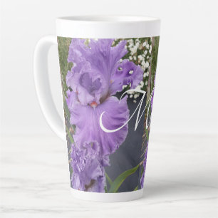 Tasse Latte Iris Irises Fleur violette Fleur Florale Mère