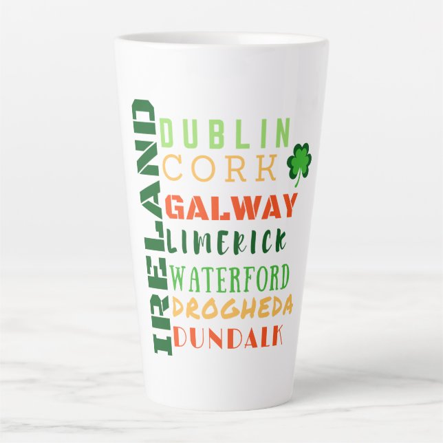 Tasse Latte Irish Cities Subway Art (Devant)