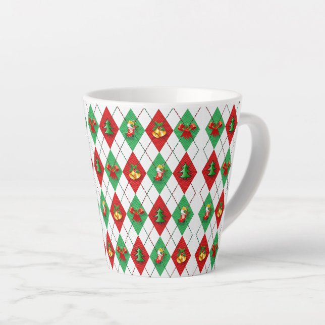 Tasse Latte Jacquard de Noël Motif Rétro (Angle droit)