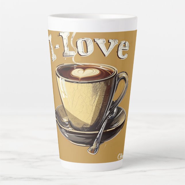 Tasse Latte J'adore l'Art numérique au café (Devant)