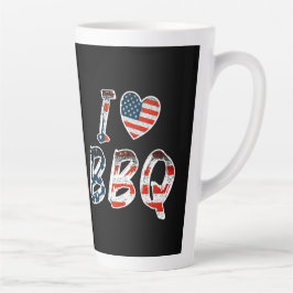 Tasse Latte J'aime le barbecue, patriotique américain