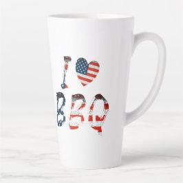 Tasse Latte J'aime le barbecue, patriotique américain