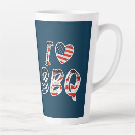 Tasse Latte J'aime le barbecue, patriotique américain