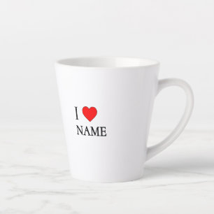 Tasse Latte J'aime nom (personnalisable)