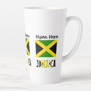 Tasse Latte Jamaïque et drapeau jamaïcain avec votre nom
