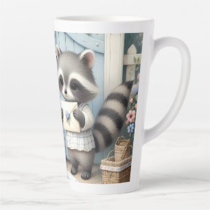 Tasse Latte Jardin de lettres du raton laveur pastel