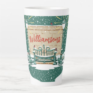 Tasse Latte Jardin familial d'hiver de neige personnalisé Noël