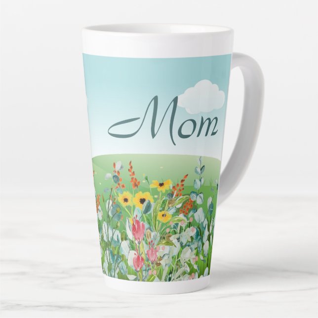 Tasse Latte Jardin fleur sauvage Fête des mères (Maman) Latte  (Angle droit)