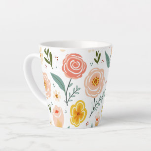 Tasse Latte Jardin Floral Pastel Graphisme Botanique
