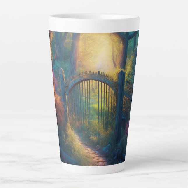 Tasse Latte Jardin forestier enchanté | ART NUMÉRIQUE (Devant)