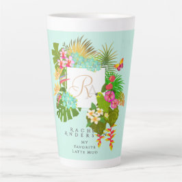 Tasse Latte Jardin tropical Monogramme vert