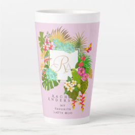 Tasse Latte Jardin tropical rose