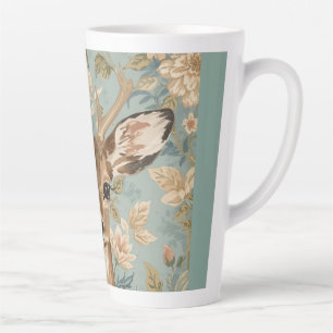 Tasse Latte Jardin vintage mignon renne cerf et fleurs