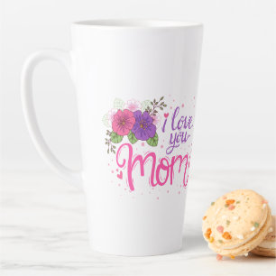 Tasse Latte Je t'aime maman   Fête des mères