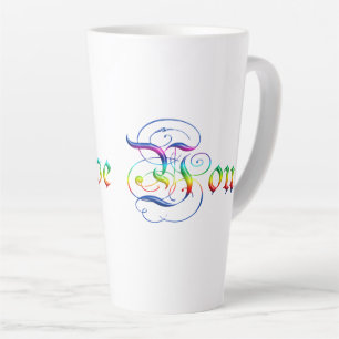Tasse Latte Je t'aime. Texte décoratif.