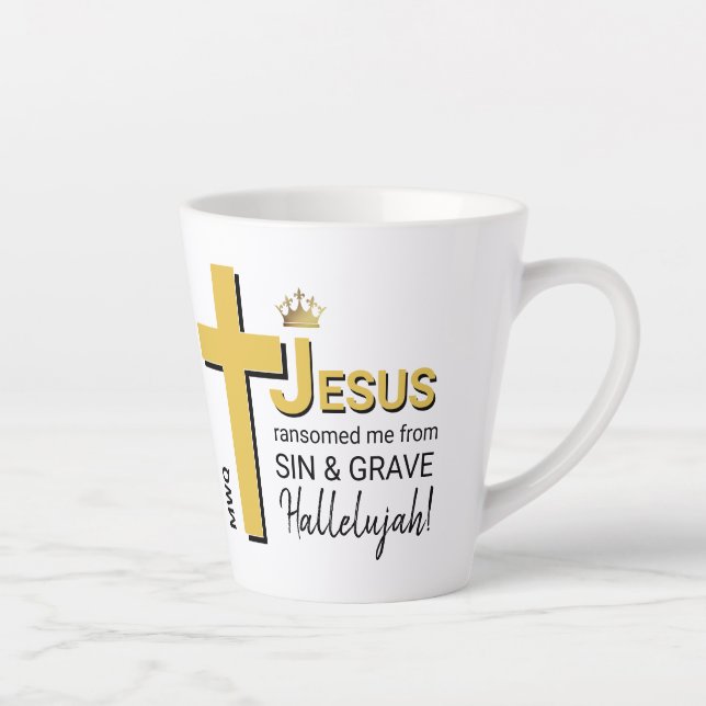 Tasse Latte JÉSUS moderne M'A RANSOMÉ Pâques chrétiennes (Droite)