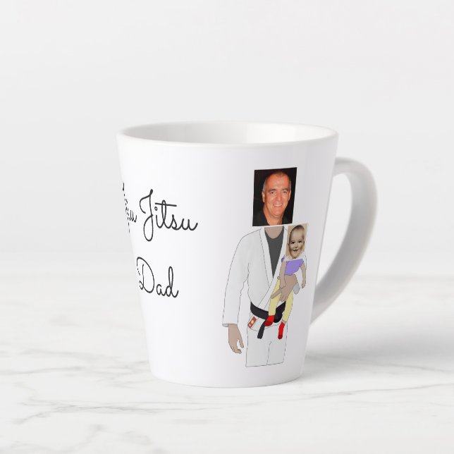 Tasse Latte Jiu Jitsu Papa photos personnalisées et texte manu (Angle droit)