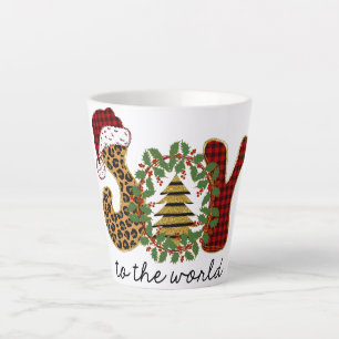 Tasse Latte Joie au monde Noël Fête de la couronne