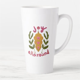 Tasse Latte Joie tout autour de l'ornement de Noël