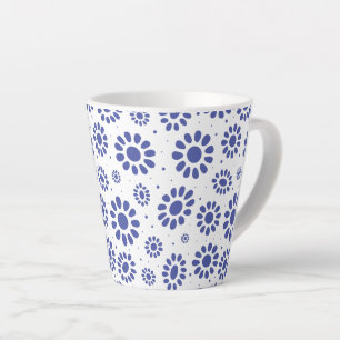 Tasse Latte Joli bleu blanc Abstrait Motif marguerite
