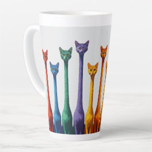 Tasse Latte Joli chat coloré rétro moderne du milieu du siècle