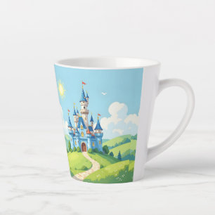 Tasse Latte Joli château bleu et blanc