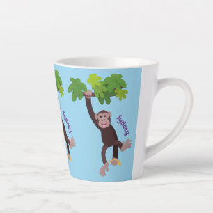 Tasse Latte Joli chimpanzé dans la jungle suspendu dessin anim